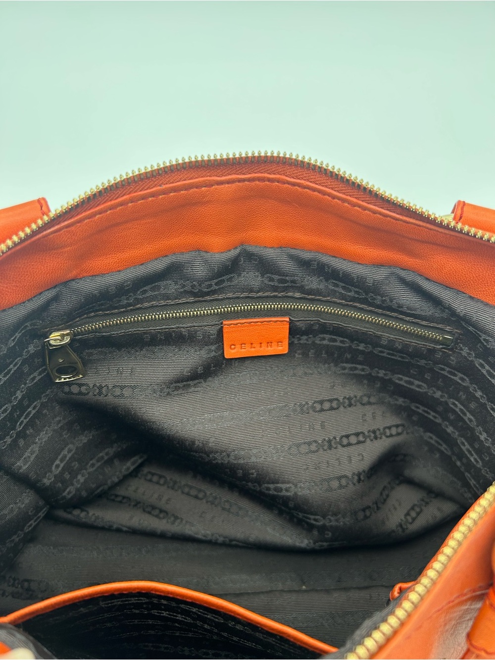Celine - Orange Leather Studded Satchel / Y2K Purse / Bag - Picture 13 of 16